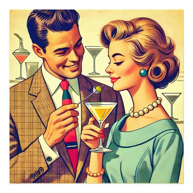 Mid Century Cocktail Party Couples - Temptation Photo Print (Front)