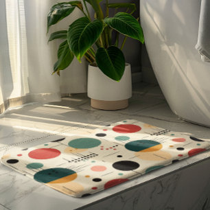 Mid century colorful geometric pattern bath mat