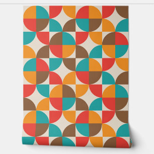 Mid Century Colourful Abstract Half Circles  Wallpaper