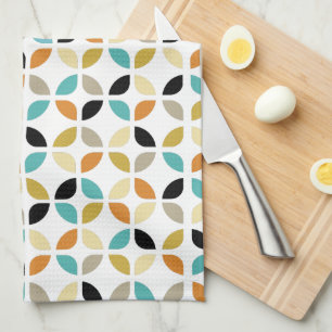 Mid Century Colourful Geometric Circles Pattern Tea Towel