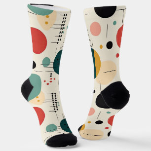 Mid century colourful geometric pattern socks