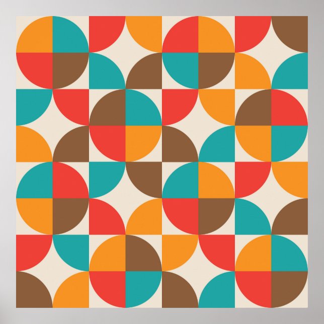 Mid Century Colourful Half Circles Pattern Modern  Poster (Front)