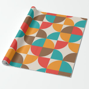 Mid Century Colourful Half Circles Pattern Wrapping Paper