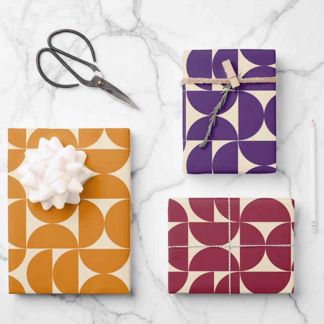 Mid Century Colourful Modern Abstract Patterns Wrapping Paper Sheet (Front)