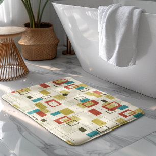 Mid-Century colourful modern geometric pattern Bath Mat