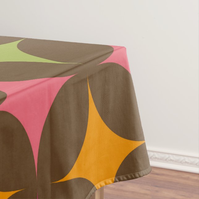 Mid Century Colourful Retro Starbursts Pattern  Tablecloth (In Situ)