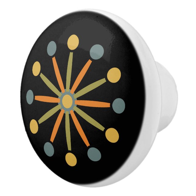 Mid Century Colourful Starburst Custom Colours SVG Ceramic Knob (Right)