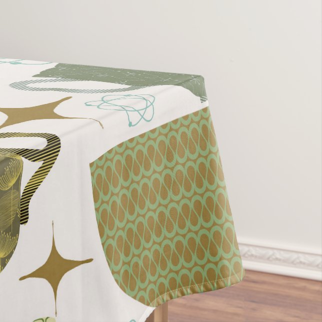 Mid Century Colourful Teacup Pattern Tablecloth (In Situ)