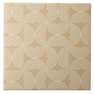 Mid Century Concentric Circles on neutral tan Ceramic Tile