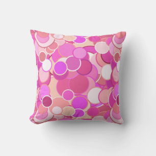 Mid-Century confetti dots - pink and coral Cushion