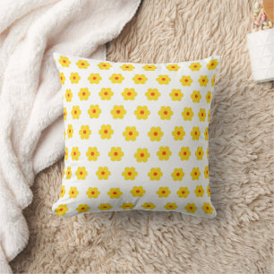 mid century cute retro yellow floral pattern  cushion