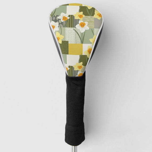 Mid-Century Daffodil Floral Pattern (1) Golf Head Cover (Front)