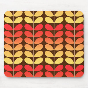 Mid Century Danish Leaves, Brown, Orange & Gold Mouse Pad