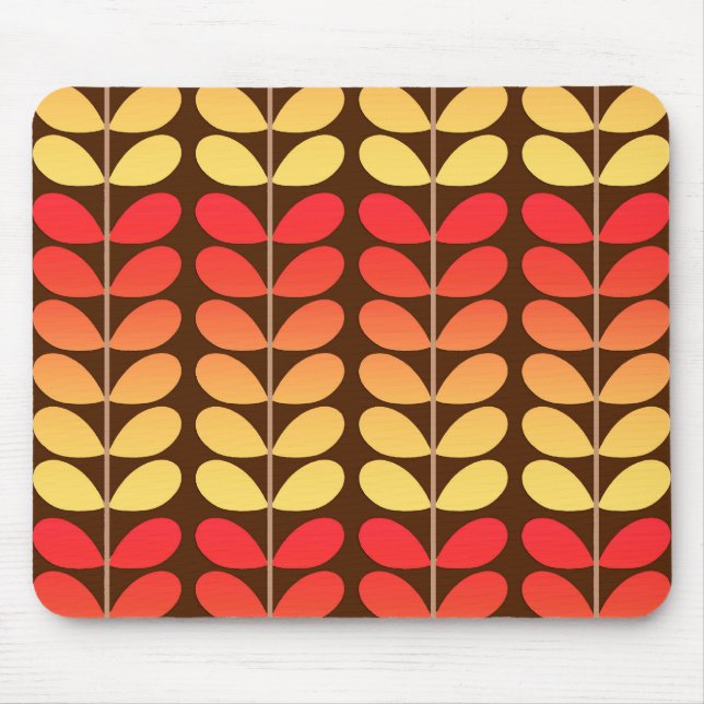 Mid Century Danish Leaves, Brown, Orange & Gold Mouse Pad (Front)