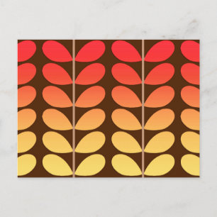 Mid Century Danish Leaves, Brown, Orange & Gold Postcard