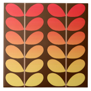 Mid Century Danish Leaves, Brown, Orange & Gold Tile