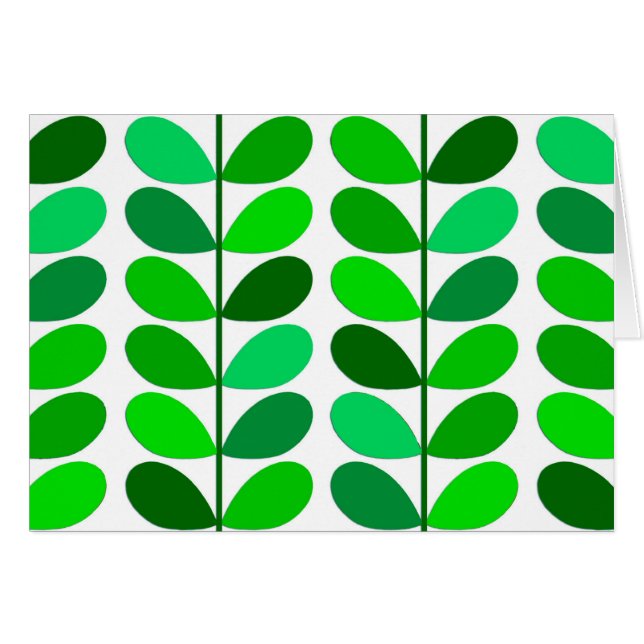 Mid Century Danish Leaves, Emerald and Lime Green (Front Horizontal)