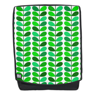 Mid Century Danish Leaves, Emerald and Lime Green Backpack