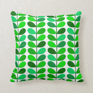 Mid Century Danish Leaves, Emerald and Lime Green Cushion