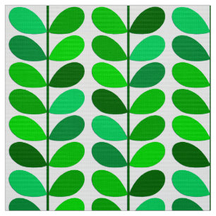 Mid Century Danish Leaves, Emerald and Lime Green Fabric