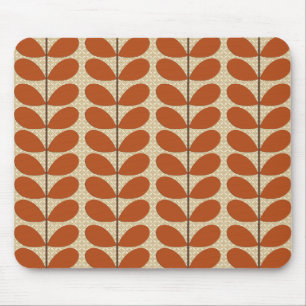 Mid Century Danish Leaves, Rust Brown and Beige Mouse Pad