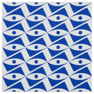 Mid-Century Delta Wings - cobalt and white Fabric