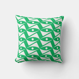 Mid-Century Delta Wings - jade green and white Cushion