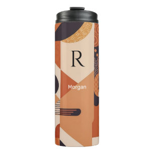 Mid Century Design Name & Monogram Warm Colours Vs Thermal Tumbler