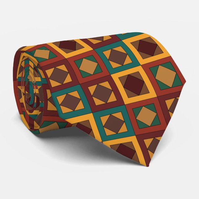 Mid Century Diamond Square Geometric Pattern Tie (Rolled)