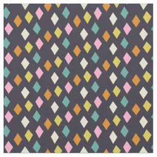 Mid Century Diamonds on Black Fabric