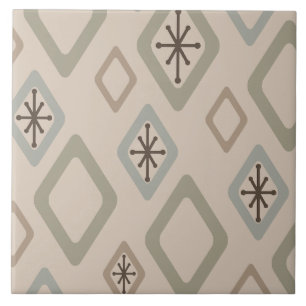 Mid Century Diamonds Soft Neutrals Ceramic Tile