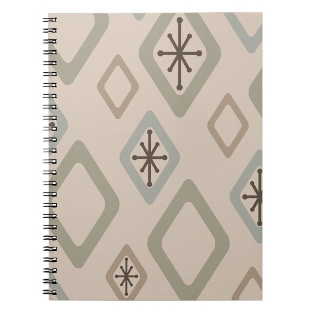 Mid Century Diamonds Soft Neutrals Notebook (Front)
