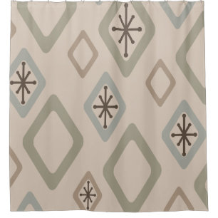 Mid Century Diamonds Soft Neutrals Shower Curtain