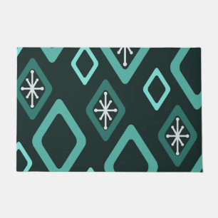 Mid Century Diamonds Teal Doormat