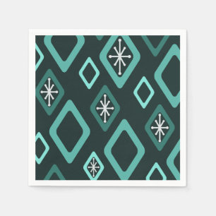Mid Century Diamonds Teal Napkin
