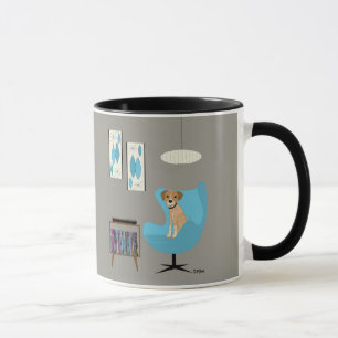 Mid Century Dog in Blue Egg Chair Mug