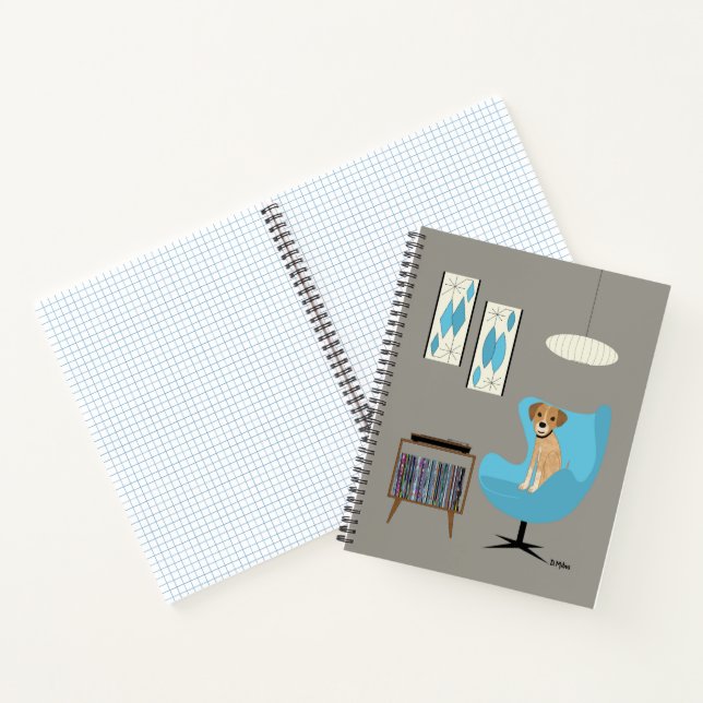 Mid Century Dog with Record Player Notebook (Inside)