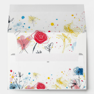 Mid century doodle - wedding invitation envelope