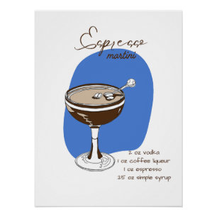 Mid-Century Espresso Martini Bar Art Poster
