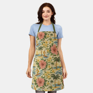 Mid Century Faded Hawaiian Shirt Print  Apron