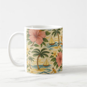 Mid Century Faded Hawaiian Shirt Print Coffee Mug