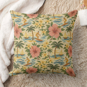 Mid Century Faded Hawaiian Shirt Print Cushion