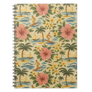 Mid Century Faded Hawaiian Shirt Print Notebook