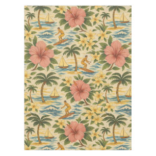 Mid Century Faded Hawaiian Shirt Print Tablecloth