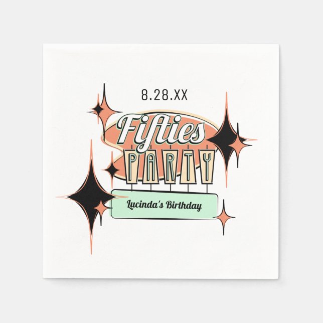 Mid-Century Fifties Party Paper Napkins (Front)