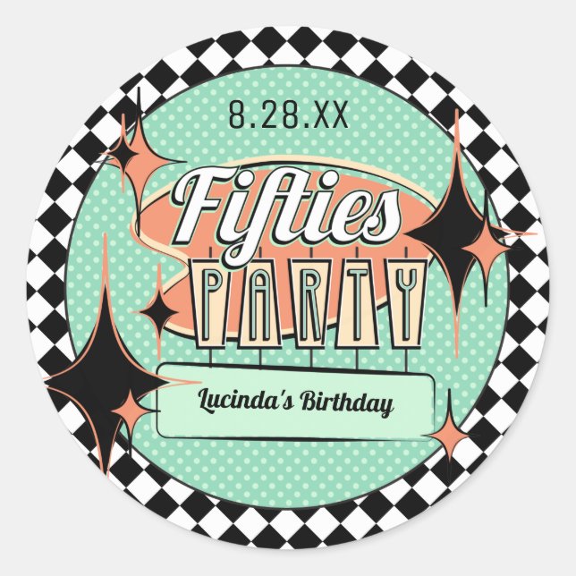 Mid-Century Fifties Party Stickers (Front)