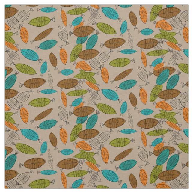 Mid-Century Fish Art Fabric (Swatch)
