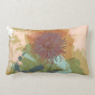 Mid Century Floral Abstract Blush Mint Green Gold Lumbar Cushion