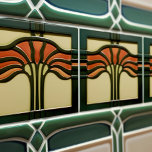 Mid-Century Flower Symmetry Arts Crafts Movement Ceramic Tile<br><div class="desc">This exquisite mid-century modern ceramic tile is a loving homage to the time-honoured Arts and Crafts movement. Expertly crafted in our Barcelona workshop, it features abstract symmetrical shapes and imitates the captivating allure of mid-century modern faux relief tiles. The symmetrical designs echo a harmonious balance, the ideal expression of abstract...</div>