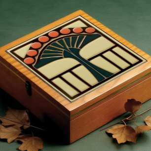 Mid-Century Flower Symmetry Arts Crafts Movement Ceramic Tile